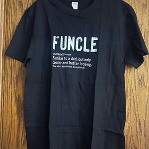 Black Graphic T-Shirt with Fun Uncle Print size medium Funcle tshirt